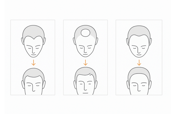 AGAの進行パターン|M字・O字・U字とこめかみの関係