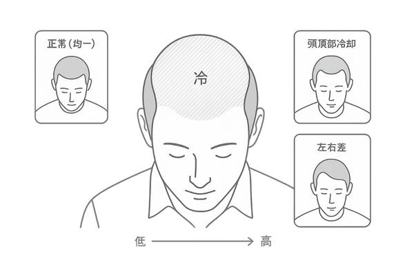 サーモグラフィー画像で読む頭皮血行パターン