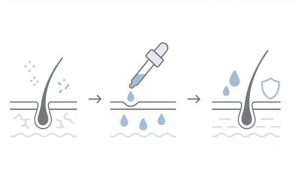 スカルプエッセンスの役割と保湿効果の図解（頭皮環境を整える3ステップ）