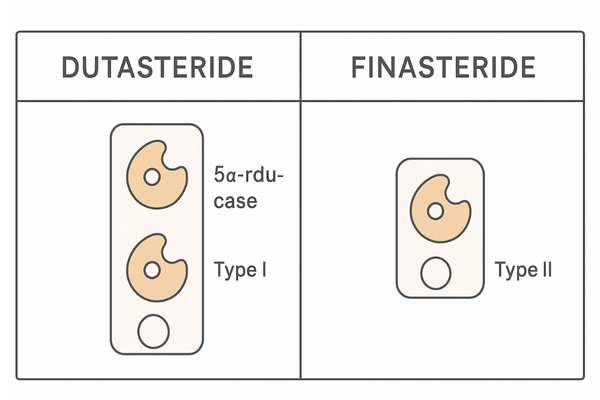 ザガーロとプロペシアの作用範囲｜5αリダクターゼ（Ⅰ型・Ⅱ型）比較図