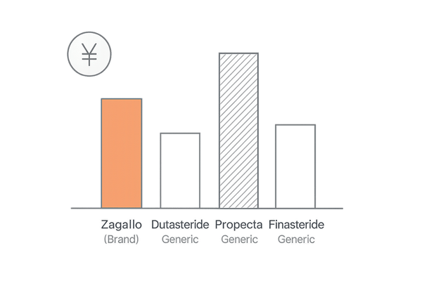 月額コストのイメージ比較（先発／ジェネリック｜ザガーロ・プロペシア）