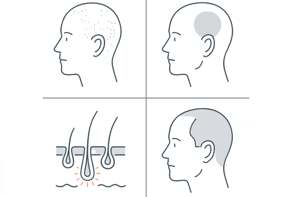 AGA以外の脱毛症を見分ける2×2図解｜休止期・脂漏性・円形の特徴