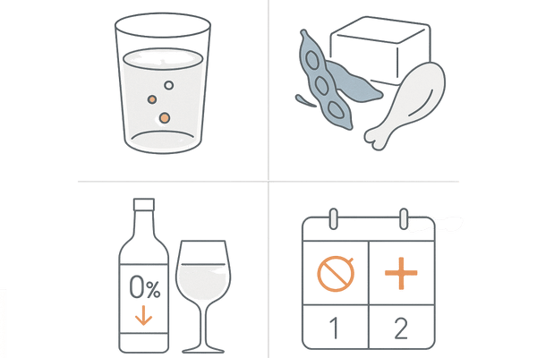 薄毛リスクを抑える賢い飲酒習慣:チェイサー・高タンパクつまみ・低アルコール選択・休肝日|AGA対策