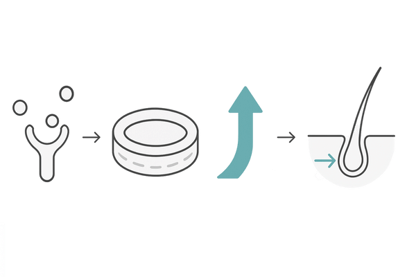 塩化カルプロニウムの作用機序｜アセチルコリン様作用による血管拡張と毛根血流増加の流れ