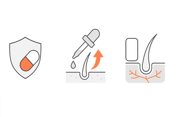 AGA治療における塩化カルプロニウムの位置づけ｜内服薬・ミノキシジルとの役割比較（守りの補助療法）