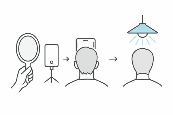 頭頂部のセルフチェック3ステップ（スマホ×合わせ鏡の正しい確認手順）