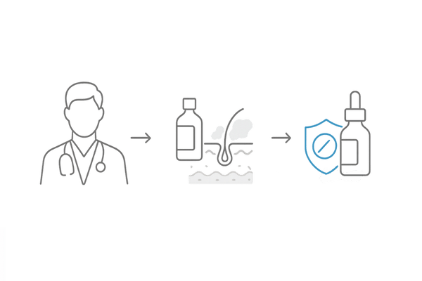 クリニックでの治療フロー|診断→皮膚炎コントロール→AGA治療