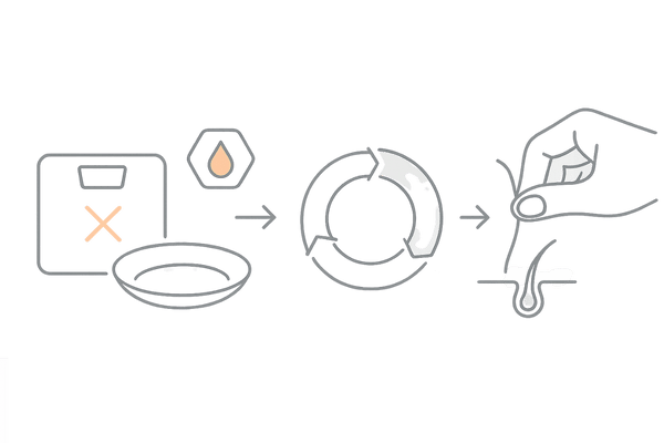 ダイエットによる栄養不足が招く休止期脱毛の流れ（無理な食事制限→栄養不足→毛周期の乱れ→抜け毛）