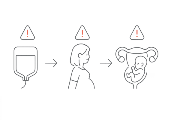 デュタステリド血液が妊婦に輸血された場合のリスク図解（胎児への影響イメージ）