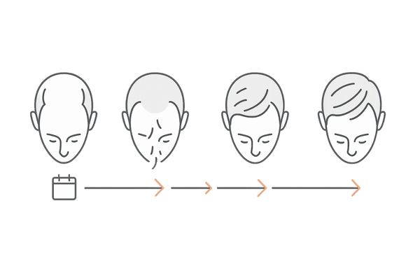 デュタステリド服用による初期脱毛から発毛効果までのヘアサイクル変化イメージ