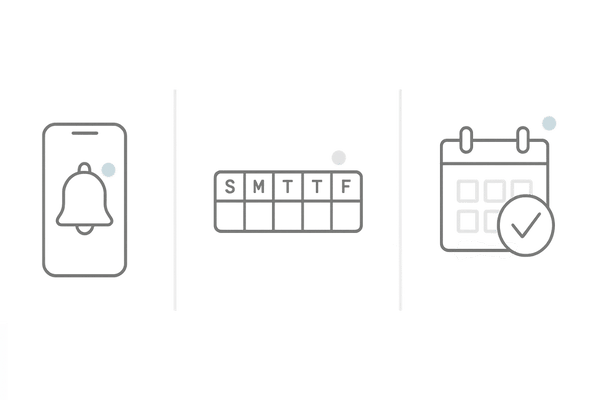 デュタステリドの飲み忘れ防止ツール｜リマインダー・ピルケース・カレンダーの3カラムアイコン