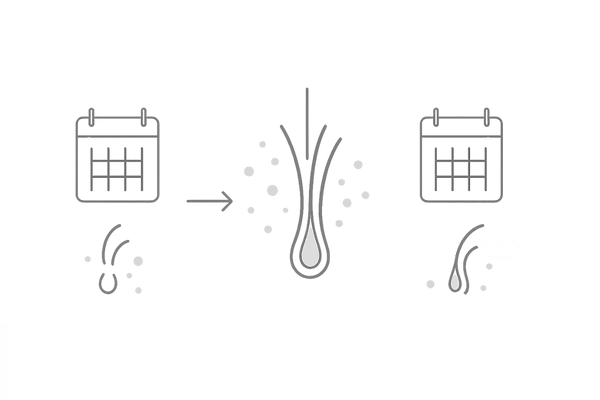 ザガーロ初期脱毛の期間目安｜開始～ピーク～終息の時系列イメージ