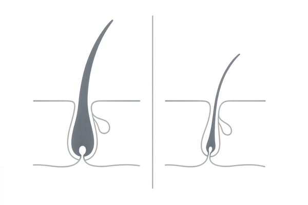初期脱毛とAGA進行の見分け方｜左右2カラムで毛根の違いを比較