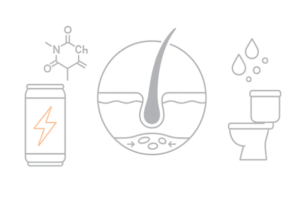 カフェインの血管収縮と利尿作用が髪に与える影響イメージ