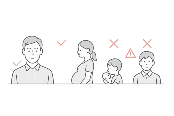 フィナステリド内服が禁忌となる妊婦・授乳婦・女性・小児を示す注意喚起イラスト