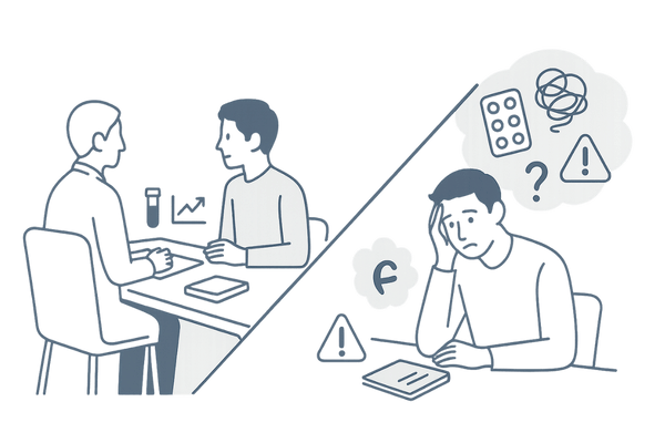 フィナステリド副作用の自己管理と医師によるモニタリングの違いイメージ