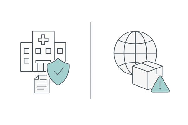 国内承認ミノキシジル外用薬とフォリックスFR15（海外未承認）の違い｜安全性審査・救済制度・入手経路の比較イメージ