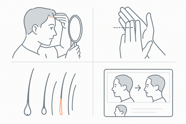 おでこのハゲ危険度セルフチェック｜鏡・指幅・抜け毛・写真比較の4項目