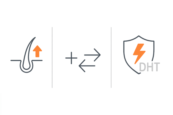 おでこの薄毛に有効な成分の併用イメージ（ミノキシジル×フィナステリド/デュタステリド）
