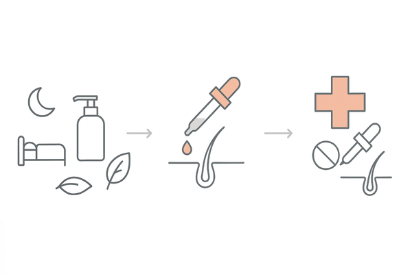 M字はげの進行度別対策フロー（レベル1→3の具体策）