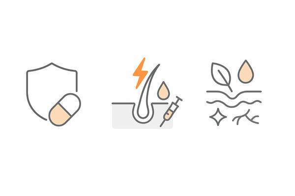 前髪の薄毛治療の全体像（守り・攻め・土台の3本柱）