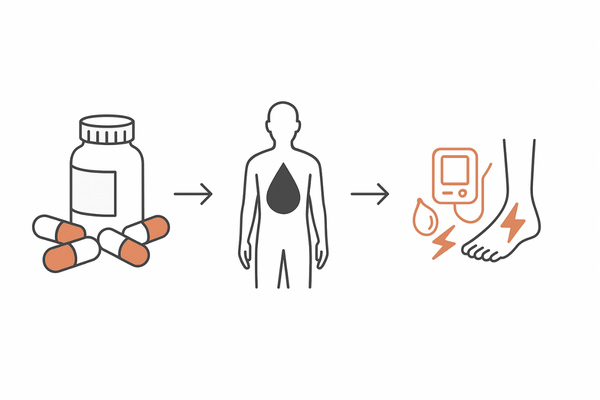 過剰摂取で起こり得る偽アルドステロン症の流れ｜むくみ・低カリウム・高血圧のリスクを段階図で
