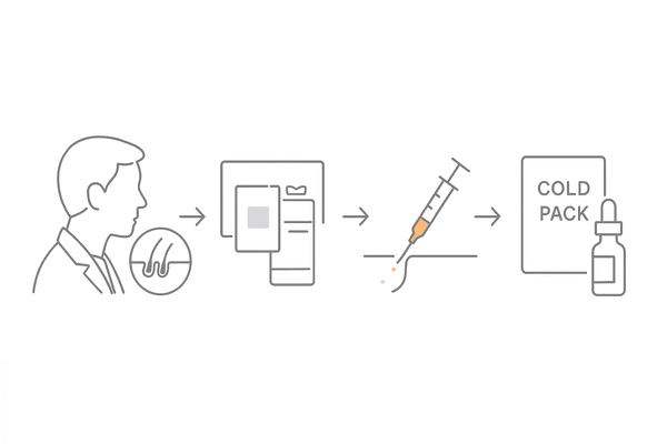 発毛注射の流れ｜カウンセリングから注入・アフターケアまでの4ステップ図（頭皮メソセラピーの手順イメージ）