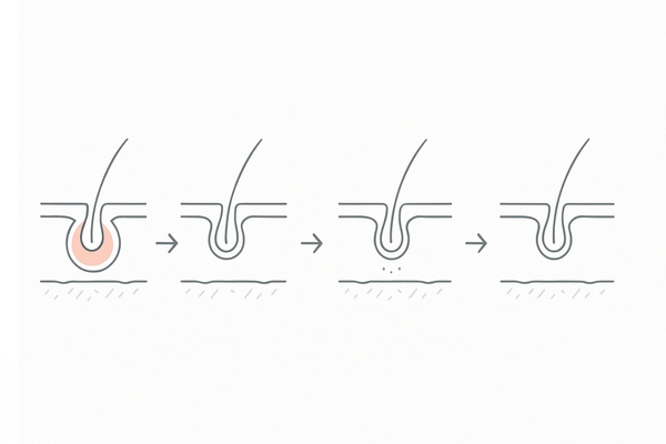 施術後の経過とダウンタイム｜赤みの軽減と日常復帰の目安を示す4段階イメージ