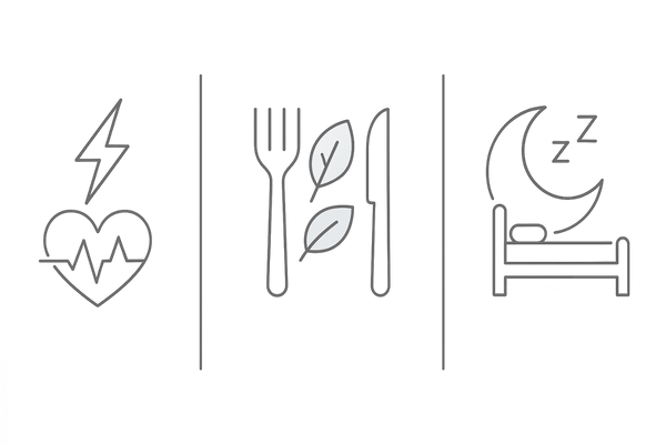 20代の頭頂部薄毛に影響する複合要因｜ストレス・栄養・睡眠の3要素アイコン