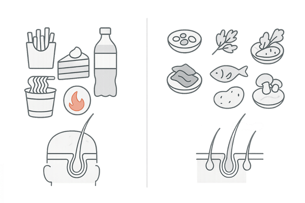 薄毛を悪化させる食生活 vs バランス食(まごわやさしい)