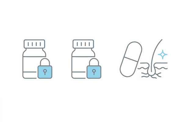 AGA内服薬の違い｜フィナステリド・デュタステリド・ミノキシジル内服の作用イメージ比較