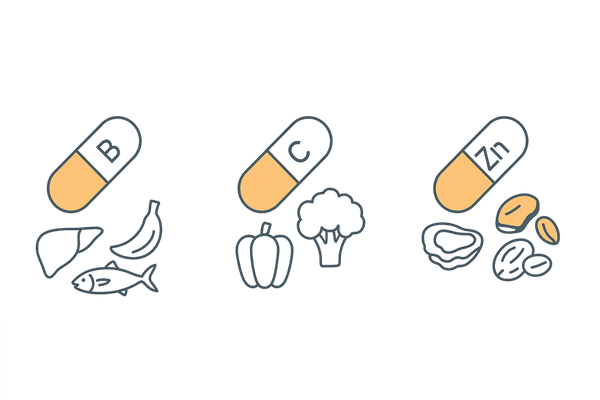 皮脂対策に役立つ栄養素｜ビタミンB群・ビタミンC・亜鉛と代表食材