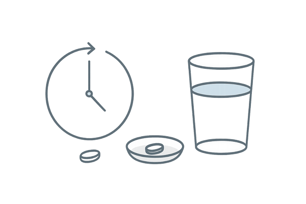 フィナステリドを水で1日1回同じ時間に服用する基本ルールのイメージ図