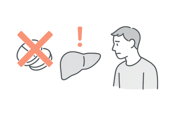 フィナステリドを2錠以上飲む倍量服用による肝機能・性機能リスクの注意喚起イメージ