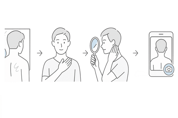 早期発見のためのセルフチェック4ステップ（入浴時・着替え時・スキンケア時・写真記録）