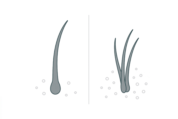 正常な抜け毛と注意すべき抜け毛の違い｜本数・毛根・毛径のセルフチェック図（男性向け）
