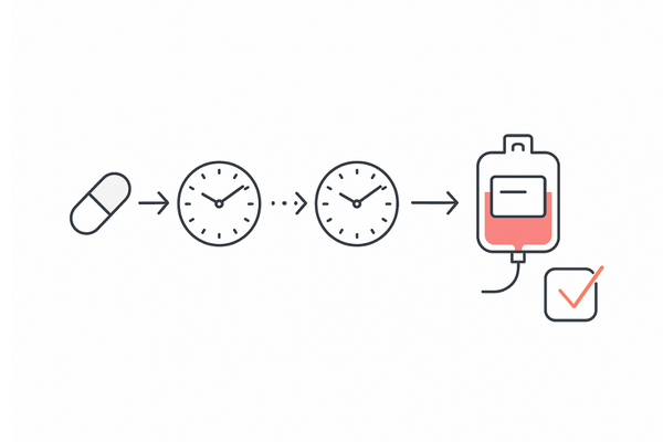 献血のためのミノキシジル休薬72時間タイムライン（準備から採血までの流れ）