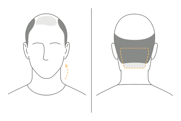 襟足の薄毛とAGAの違い｜発生部位の比較イラスト（襟足はげの見分け方）