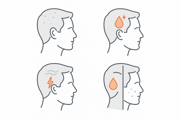 頭皮タイプ自己診断のイメージ｜乾燥・脂性・敏感・混合を直感で把握