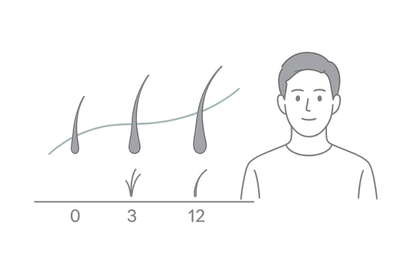 効果実感までの目安｜初期脱毛～6～12ヶ月の変化を示すタイムライン