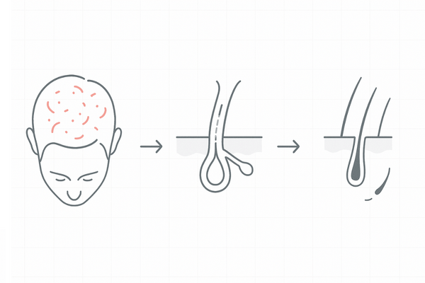 頭皮の炎症がヘアサイクルを乱し薄毛へ進むメカニズム(初期→中期→後期の流れ)
