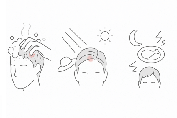 日常で起こしやすい頭皮の赤み原因(洗い方の誤り・紫外線・生活習慣)の可視化