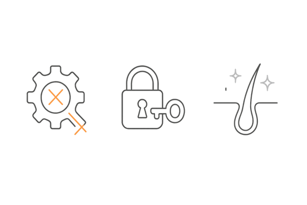 スピロノラクトンの作用点とAGA主要薬の違い（受容体ブロック／生成抑制／発毛促進の図解）