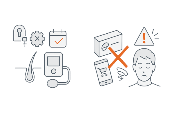 併用療法の考え方と注意点（DHT二重ブロック・発毛促進・自己判断NG）の整理図