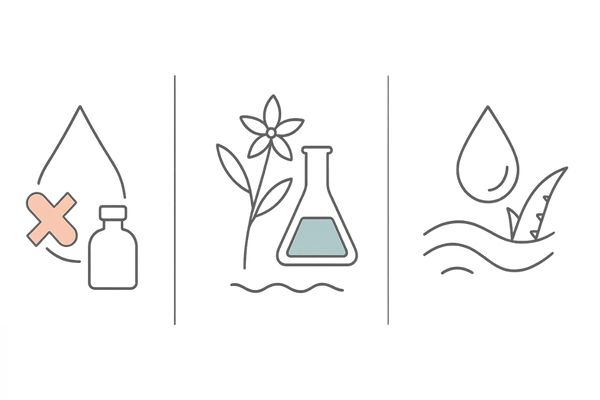 未成年のための成分チェック：避けたい・推奨・保湿を示す3カラムアイコン