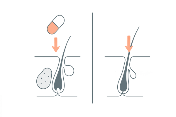 ザガーロとフィナステリドの違い｜作用範囲と効果イメージの左右比較