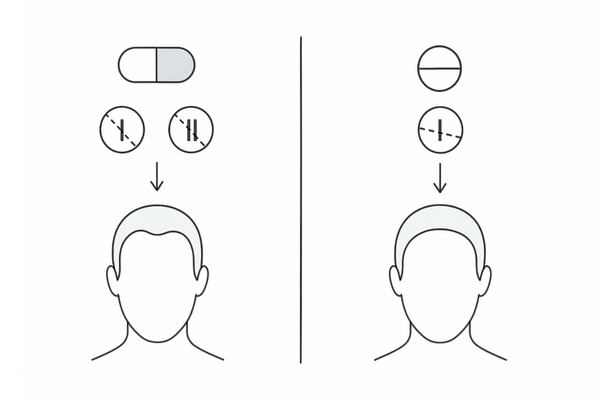 ザガーロとプロペシアの作用範囲比較（I型＋II型 vs II型）