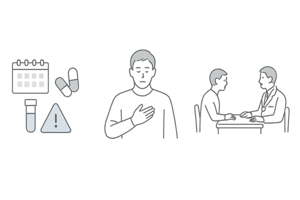 ザガーロを安全に服用するための定期検査と医師相談の流れイメージ