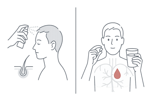 育毛剤の外用薬と内服薬による献血への影響の違いイメージ