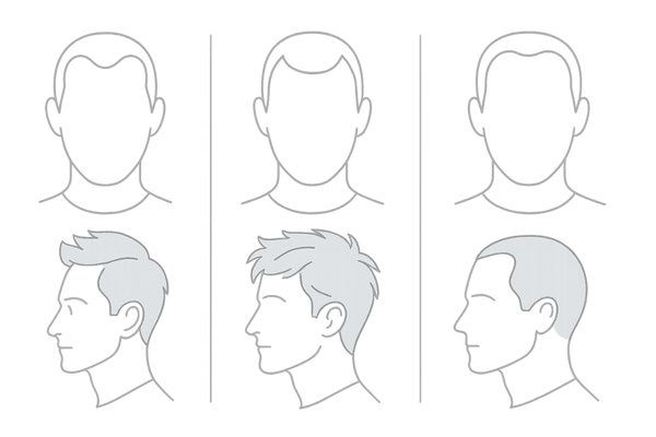 M字・O字・U字はげの進行パターンとおすすめ髪型イラスト